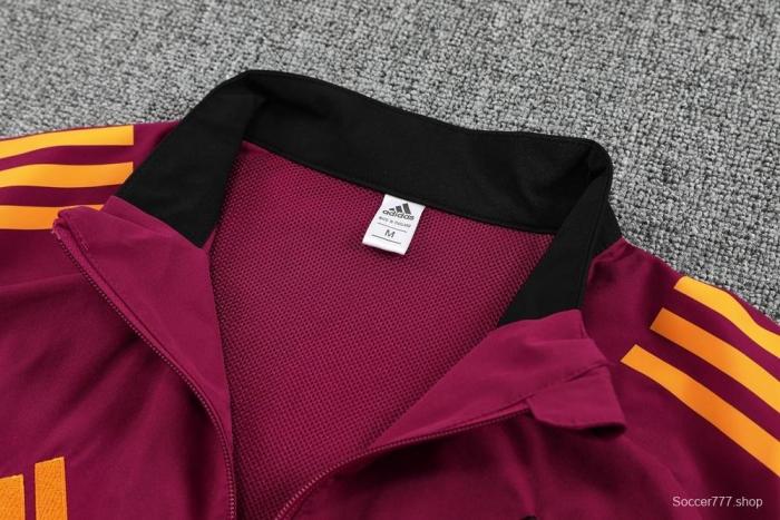 25/26 AS Roma Maroon S-3XL Half Zipper Jacket+Long Pants