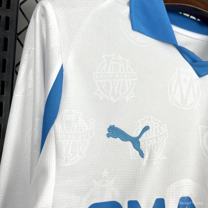 2025/26 Mens Olympique Marseille Home Long Sleeve Jersey