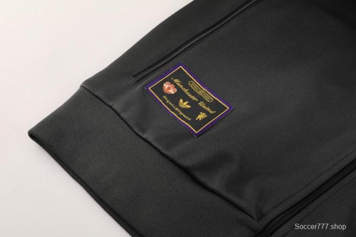 25/26 Manchester United 08 Dark Gray Half Zipper Jacket+Long Pants S-2XL