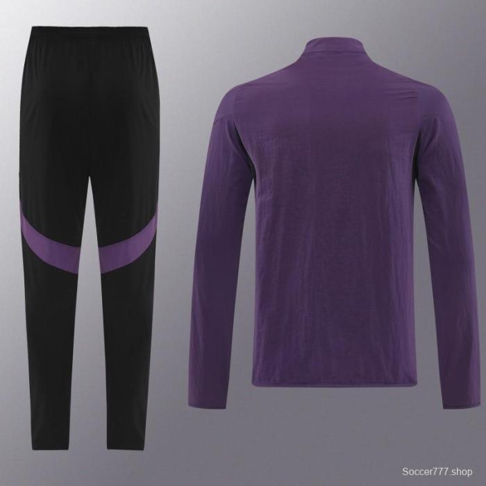 25/26 Manchester United Purple S-2XL Half Zipper Jacket+Long Pants