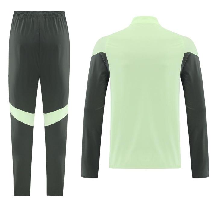 25/26 Real Madrid Light Green Half Zipper Jacket+Long Pants S-3XL