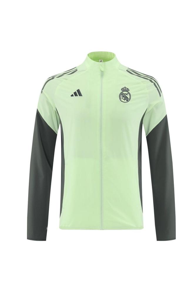 25/26 Real Madrid Light Green Half Zipper Jacket+Long Pants S-3XL