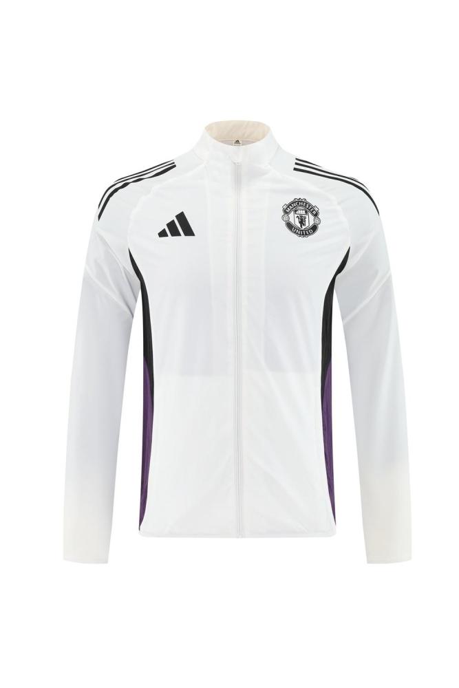25/26 Manchester United White S-3XL Half Zipper Jacket+Long Pants