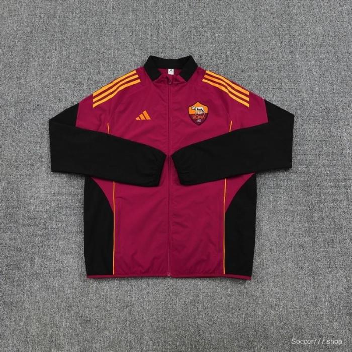 25/26 AS Roma Maroon S-3XL Half Zipper Jacket+Long Pants