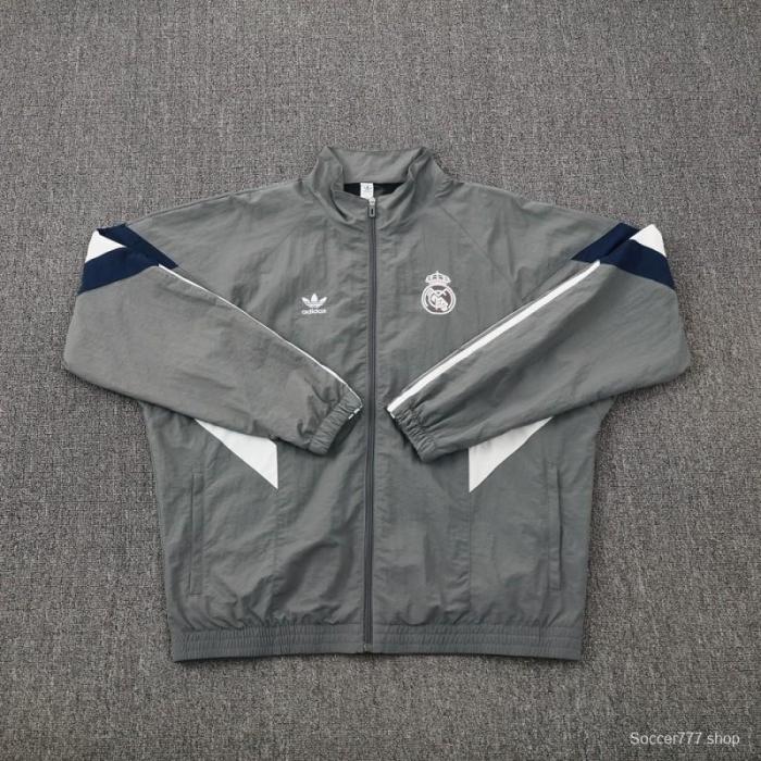 25/26 Real Madrid Grey S-3XL Half Zipper Jacket+Long Pants