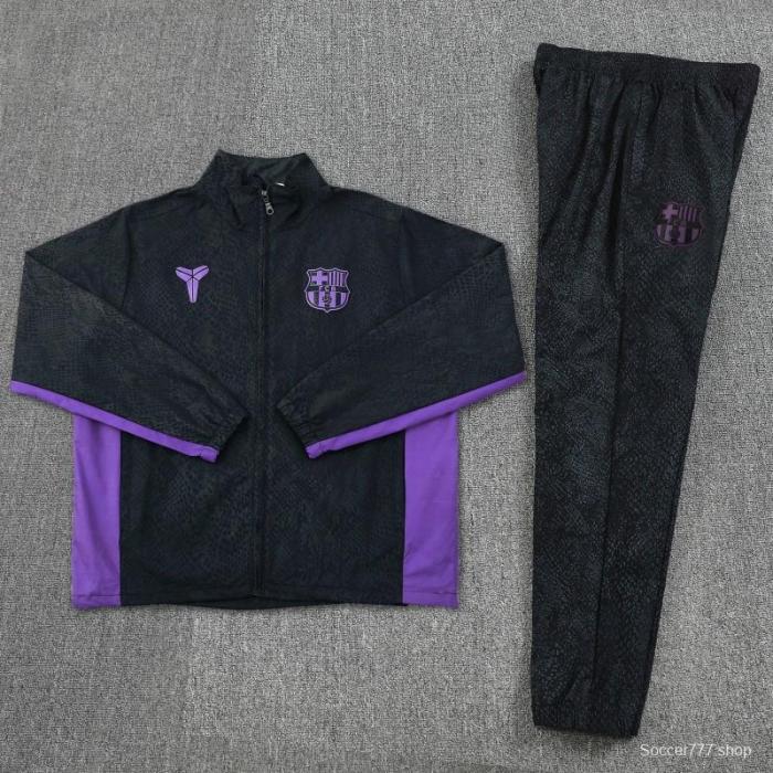 25/26 Barcelona Black S-3XL Half Zipper Jacket+Long Pants