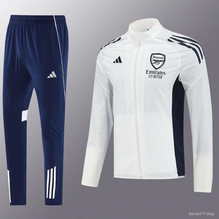 25/26 Arsenal White S-2XL Half Zipper Jacket+Long Pants
