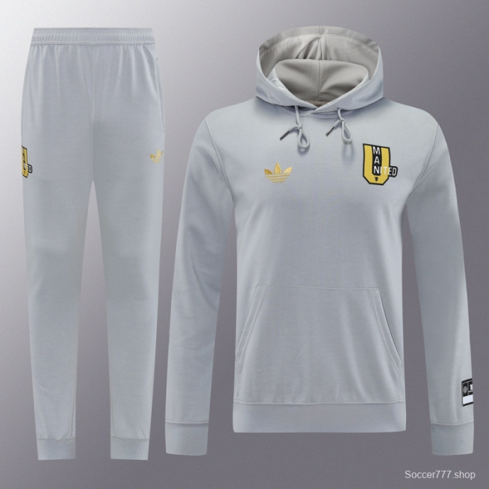 25/26 Manchester United Gray Half Zipper Jacket+Long Pants S-2XL