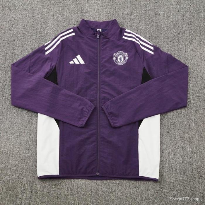25/26 Manchester United Purple S-2XL Half Zipper Jacket+Long Pants