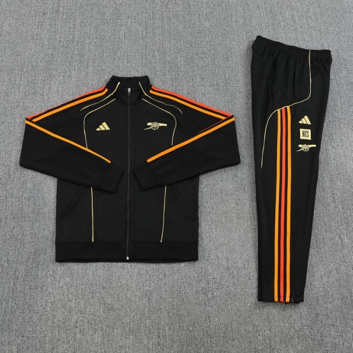 25/26 Arsenal Black Full Zipper Jacket + Long Pants
