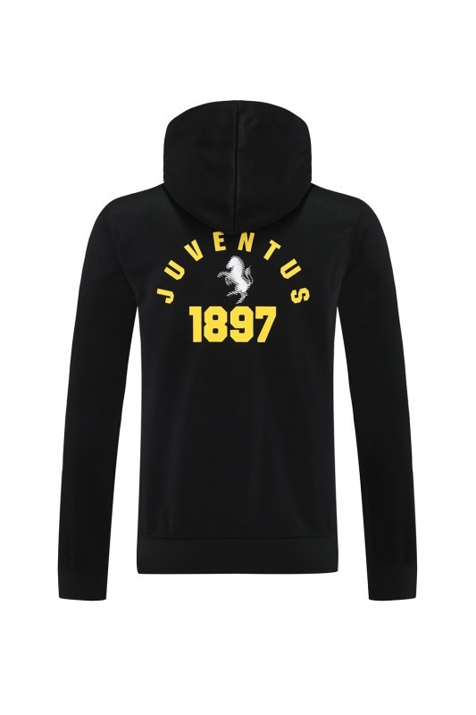 25/26 Juventus Black Hoodie Full Zipper Jacket + Long Pants