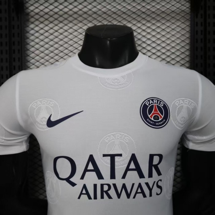 Player Version 25/26 PSG White with Embossed PSG Badge Pattern Jersey