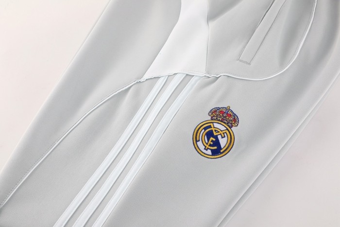 25/26 Real Madrid Grey Full Zipper Jacket + Long Pants