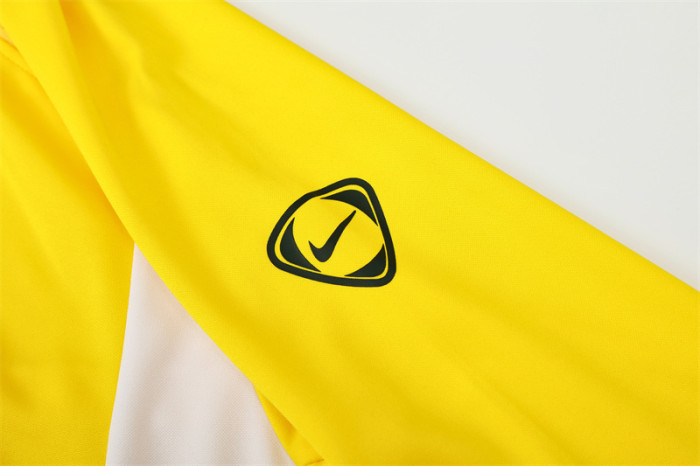 2002 Brazil Yellow Half Zipper Jacket+Long Pants