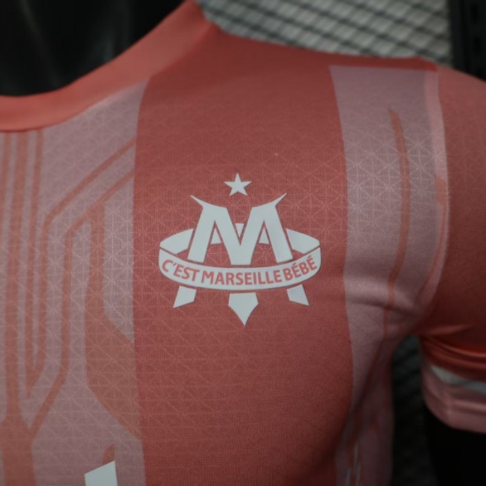 Player Version 25/26 Olympique de Marseille Pink with Geometric Pattern Jersey