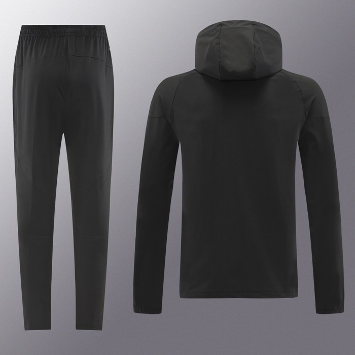 25/26 Adidas Black Hoodie Full Zipper Jacket + Long Pants