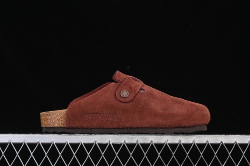 Birkenstock Sandals Series with Soft Leather Upper and Cork Rubber Midsole - Red Wine