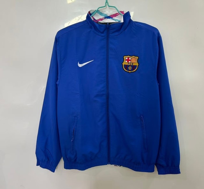 25/26 FC Barcelona White with Pink & Teal Splash Pattern Windbreaker