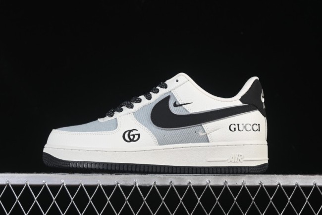 Nike Air Force 1'07 Low Gucci Collaboration White Gray Black Casual Sneakers - YF9511-808