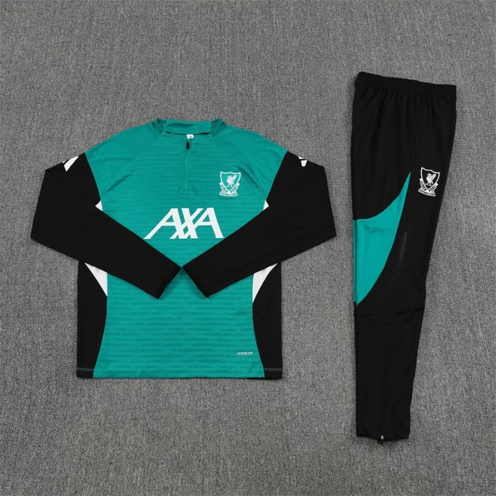 Player Version 25/26 Liverpool Green AD on Both Sleeves Half Zipper Jacket+Long Pants