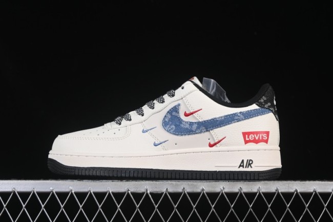 Nike Air Force 1 '07 Low Levi's Collaboration Light Blue Denim Four Swoosh Casual Sneakers - QW5606-261