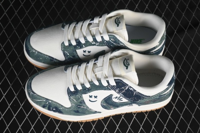 Nike SB Dunk Low Military Green Woven Custom Low-Top Casual Skate Shoes - SC0601-464