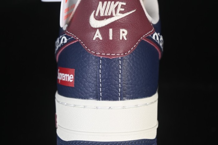 Nike Air Force 1 '07 Low Supreme Collaboration White Blue Wine Red Casual Sneakers - YF9511-801