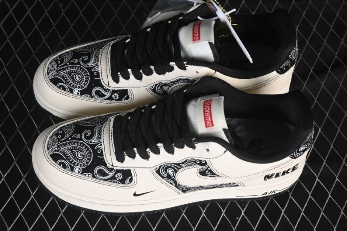 Nike Air Force 1'07 Low Cashew Flower Classic White Black Low-Top Casual Sneakers - ZD1988-005