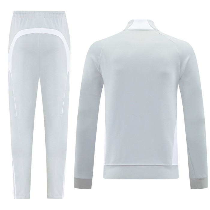 25/26 Real Madrid Grey Full Zipper Jacket + Long Pants