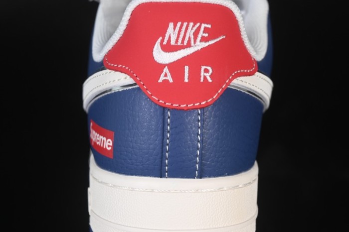 Nike Air Force 1 '07 Low Supreme Collaboration White Blue Gray Red Casual Sneakers - XD2588-602