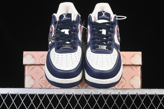 Nike Air Force 1 '07 Low Supreme Collaboration White Blue Wine Red Casual Sneakers - YF9511-801