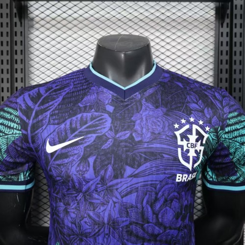 Player Version 2025 Brazil Purple with Tropical Leaf Pattern Jersey