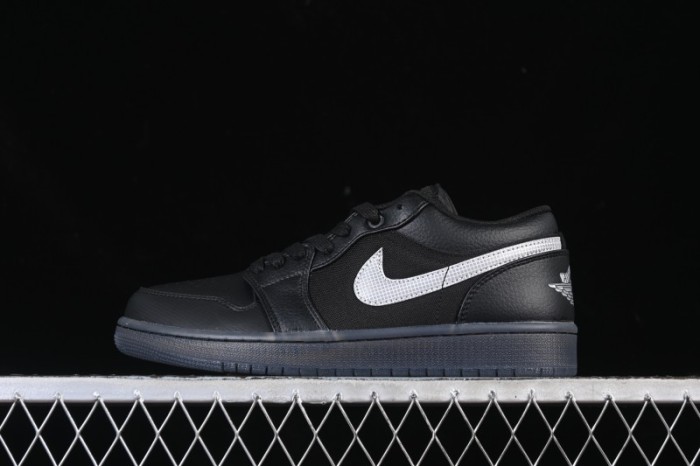 Nike Air Jordan 1 Low AJ1 Black White Canvas Patch Low Top Casual Basketball Shoes - HV5968-001