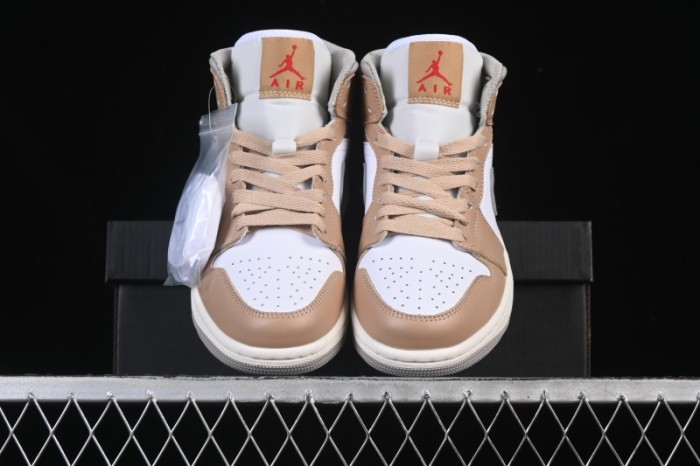 Nike Air Jordan 1 Mid AJ1 White Wheat Mid-Top Casual Sneakers - DQ8426-200