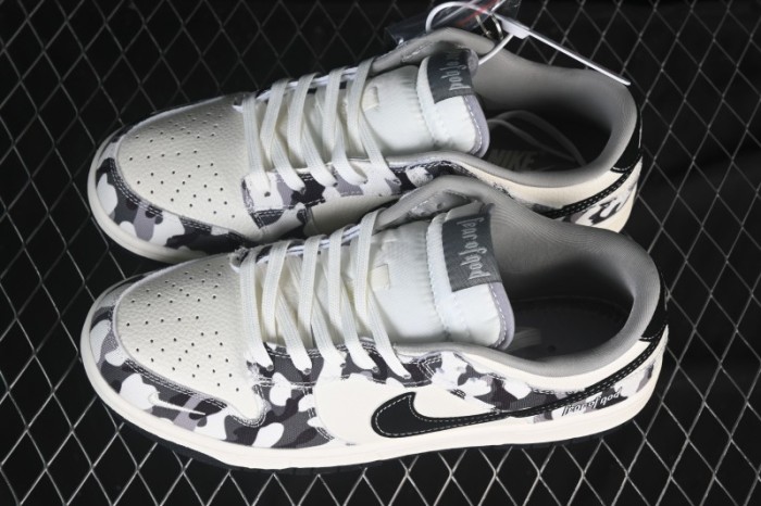 Nike SB Dunk Low Grey Camouflage Anniversary Custom Low-Top Casual Skate Shoes - SR2025-002