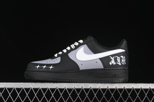 Nike Air Force 1 '07 Low Black Silver Court Low-Top Casual Sneakers - ZH0316-085