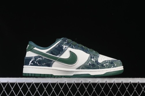 Nike SB Dunk Low BAPE Collaboration White Army Green Anniversary High-End Custom Low-Top Casual Skate Shoes - SC0601-465