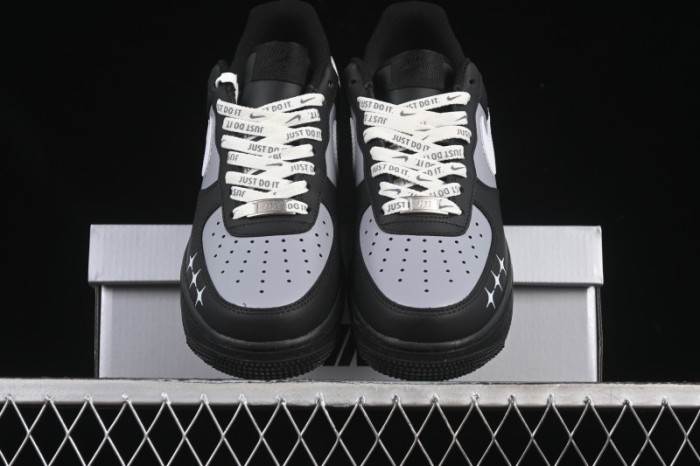 Nike Air Force 1 '07 Low Black Silver Court Low-Top Casual Sneakers - ZH0316-085