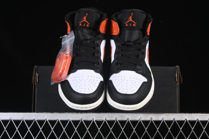 Nike Air Jordan 1 Mid AJ1 Mid-Top Casual Sneakers with Black White Orange Design - DQ8426-801