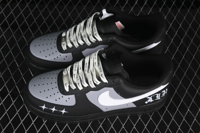 Nike Air Force 1 '07 Low Black Silver Court Low-Top Casual Sneakers - ZH0316-085