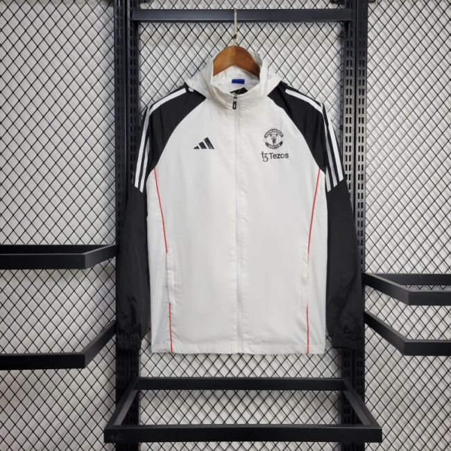 25/26 Manchester United Jacket White Windbreaker