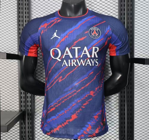Player Version 25/26 PSG Paris Saint-Germain Blue with Red Lightning Pattern Jersey