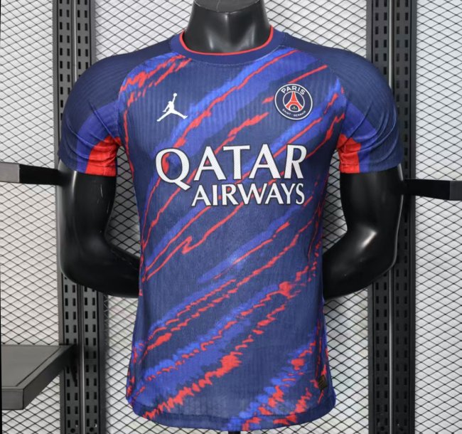 Player Version 25/26 PSG Paris Saint-Germain Blue with Red Lightning Pattern Jersey