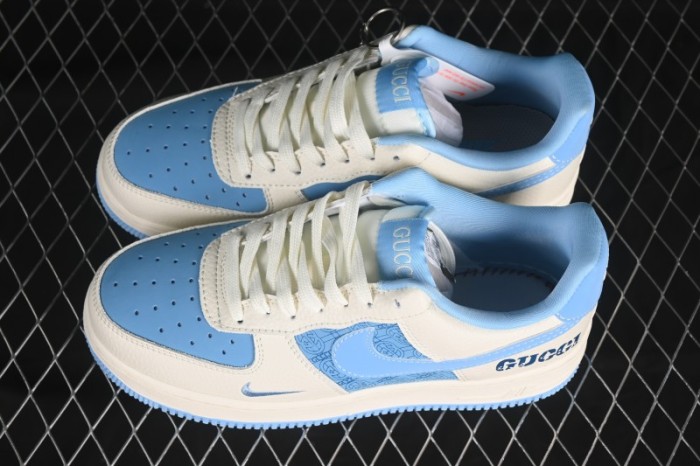 Nike Air Force 1 '07 Low Gucci Collaboration Ice Blue Low-Top Casual Sneakers - DF0188-067
