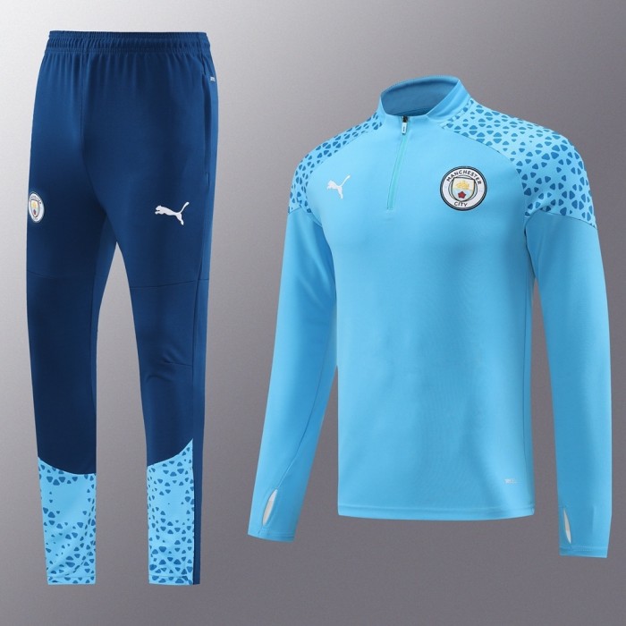 25/26  Manchester City Sky Blue Half Zipper Jacket+Long Pants