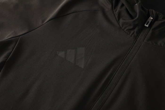 25/26 Adidas Black Hoodie Full Zipper Jacket + Long Pants