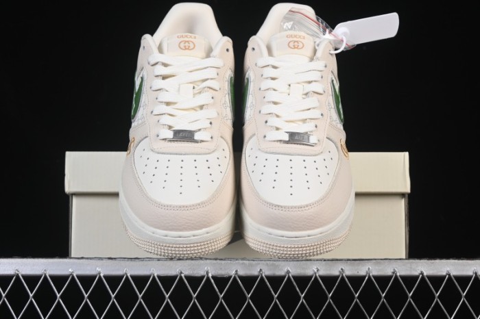 Nike Air Force 1 '07 Low Gucci Collaboration White Brown Green Casual Sneakers - YF9511-804