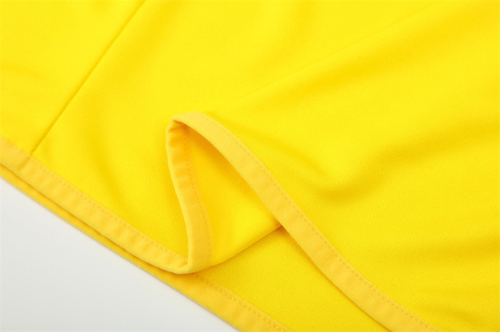 2002 Brazil Yellow Half Zipper Jacket+Long Pants