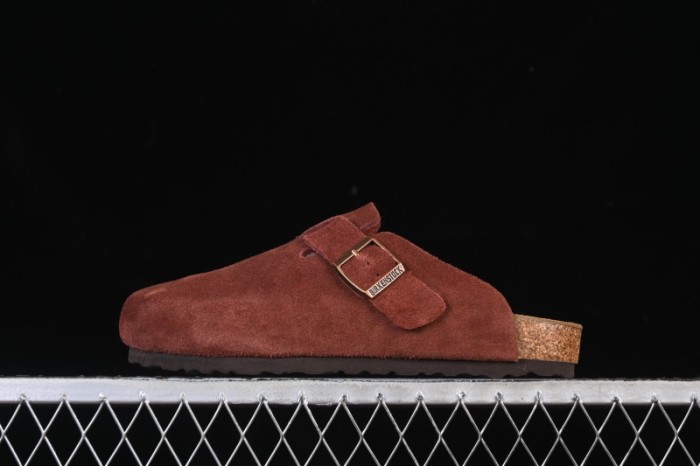 Birkenstock Sandals Series with Soft Leather Upper and Cork Rubber Midsole - Red Wine