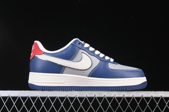 Nike Air Force 1 '07 Low Supreme Collaboration White Blue Gray Red Casual Sneakers - XD2588-602